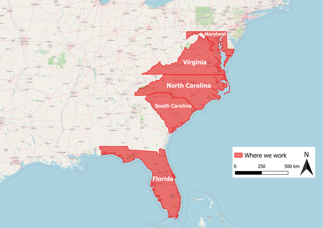 Mid-Atlantic and Florida map